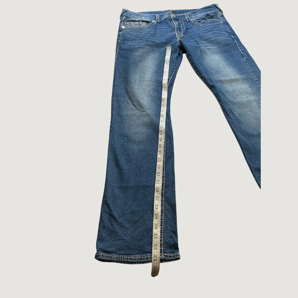 True Religion Ricky Relaxed Straight Medium Wash Blue Jeans Mens 36x33